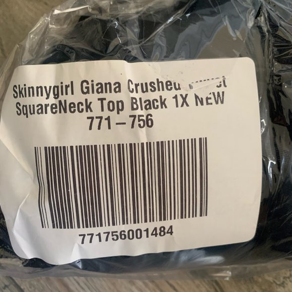 NWT SKINNYGIRL GIANA CRUSHED VELVET SQUARE NECK TOP BLACK MEDIUM & 1X - Picture 16 of 16